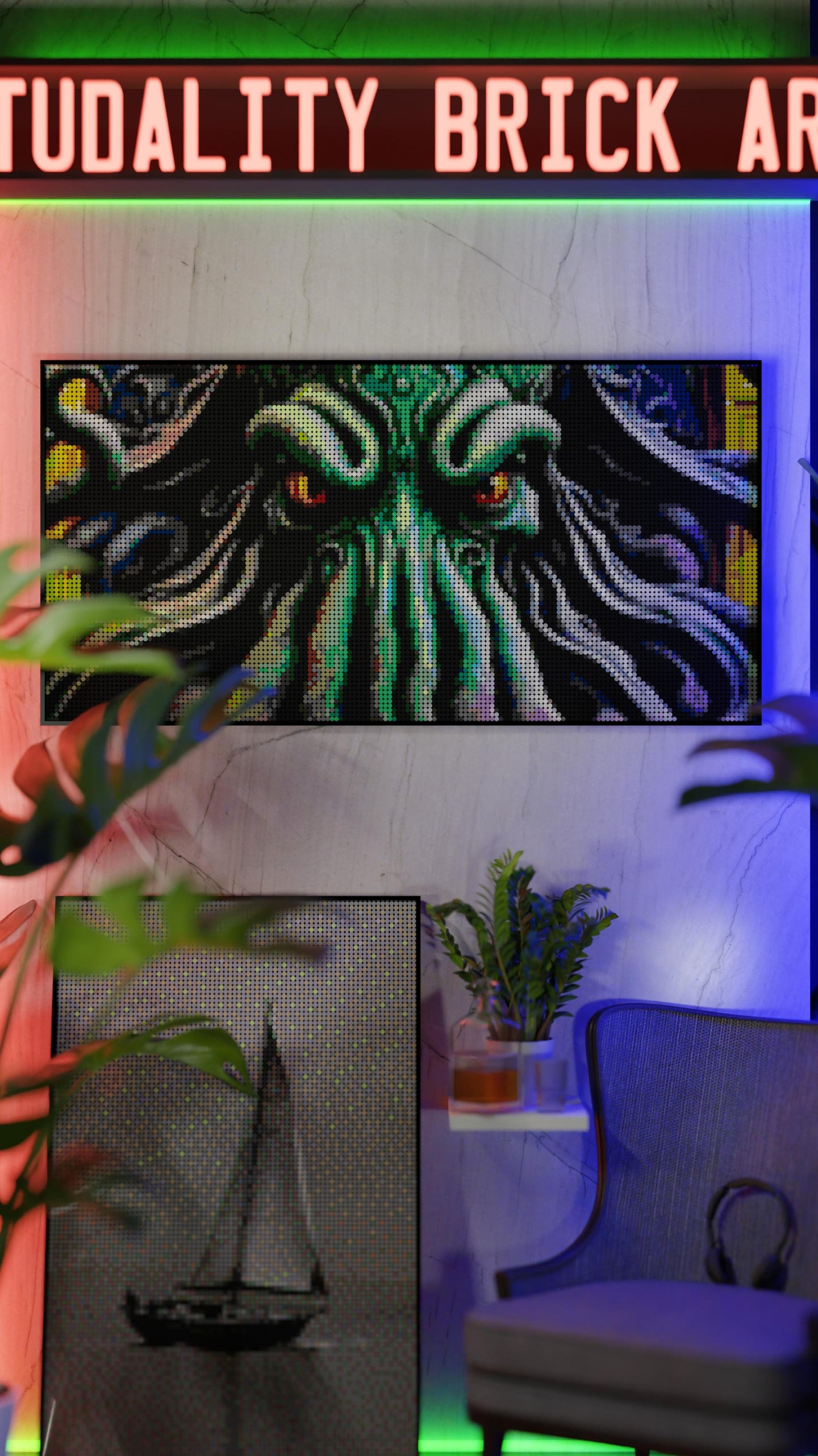 Arrival of Cthulhu  LEGO® Style mosaic kit with clear building instructions